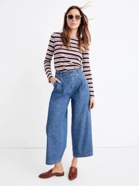 Madewell Pleated Wide-Leg Jeans - Size 0